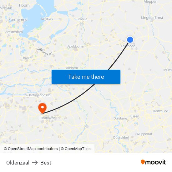 Oldenzaal to Best map