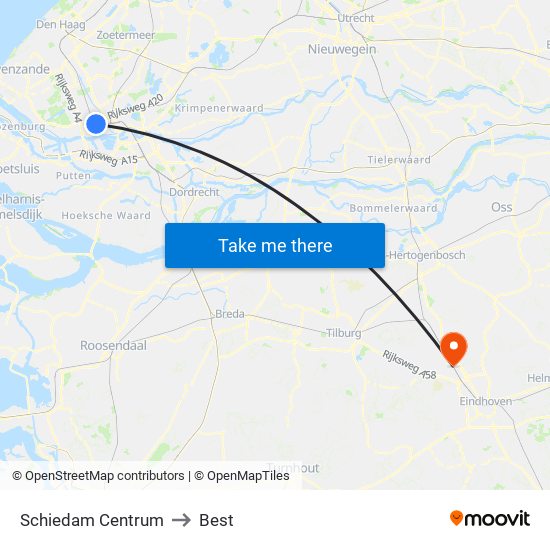 Schiedam Centrum to Best map