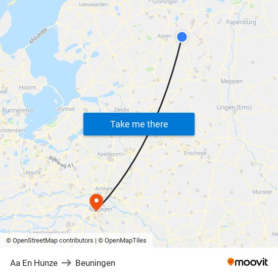 Aa En Hunze to Beuningen map
