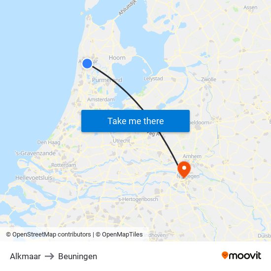 Alkmaar to Beuningen map