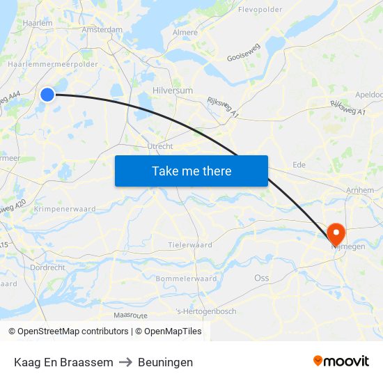 Kaag En Braassem to Beuningen map