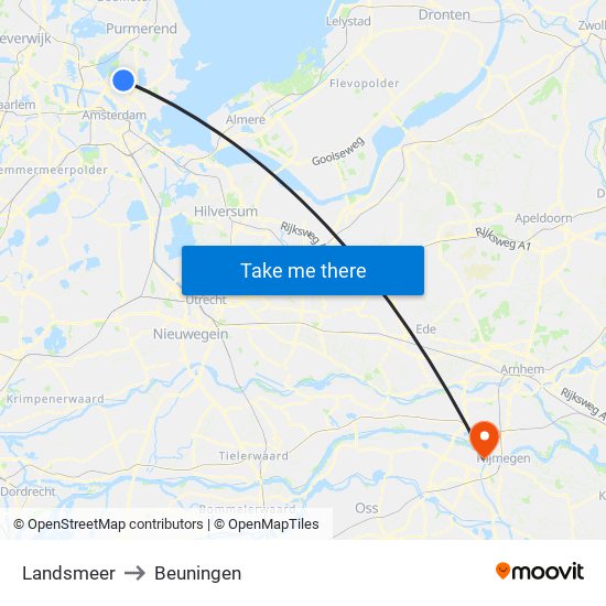 Landsmeer to Beuningen map