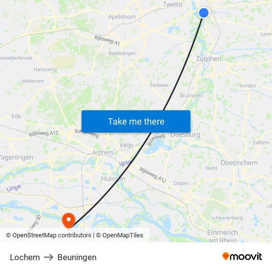 Lochem to Beuningen map