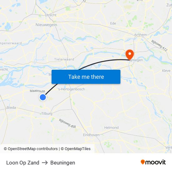 Loon Op Zand to Beuningen map