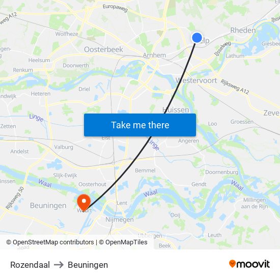 Rozendaal to Beuningen map