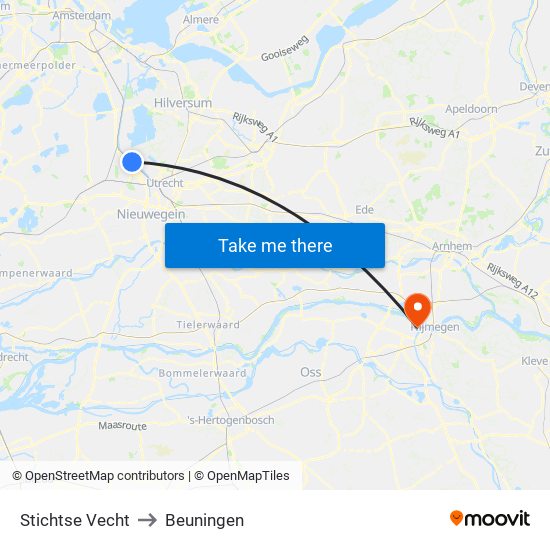 Stichtse Vecht to Beuningen map