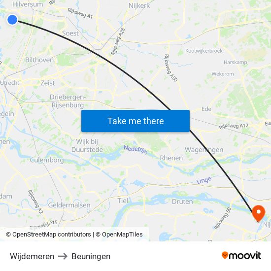 Wijdemeren to Beuningen map