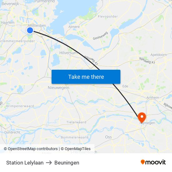 Station Lelylaan to Beuningen map