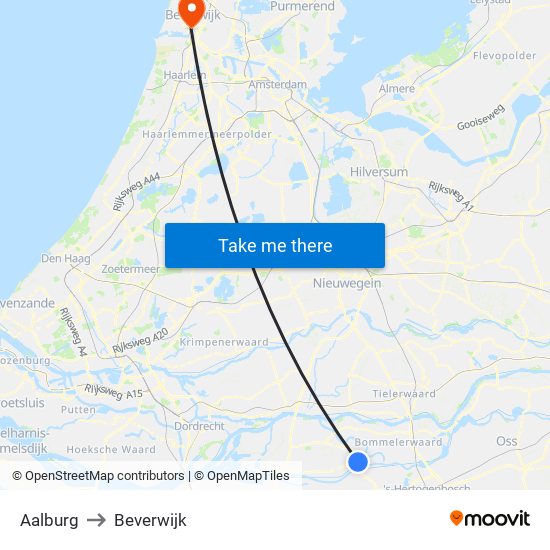 Aalburg to Beverwijk map