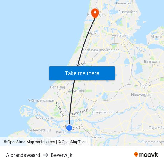 Albrandswaard to Beverwijk map