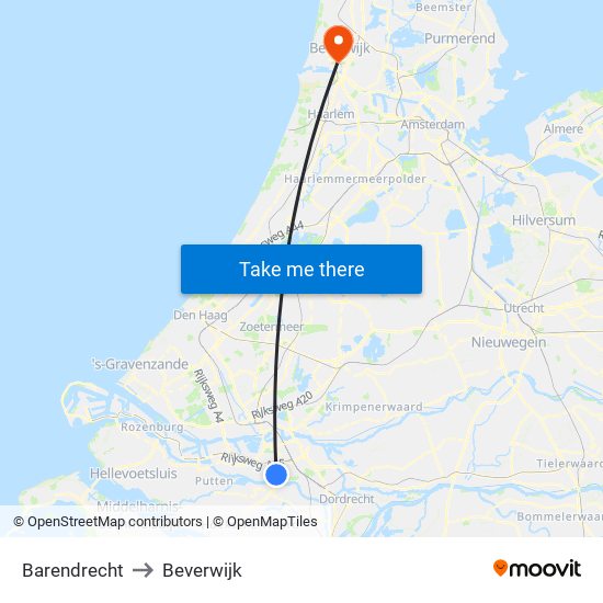 Barendrecht to Beverwijk map