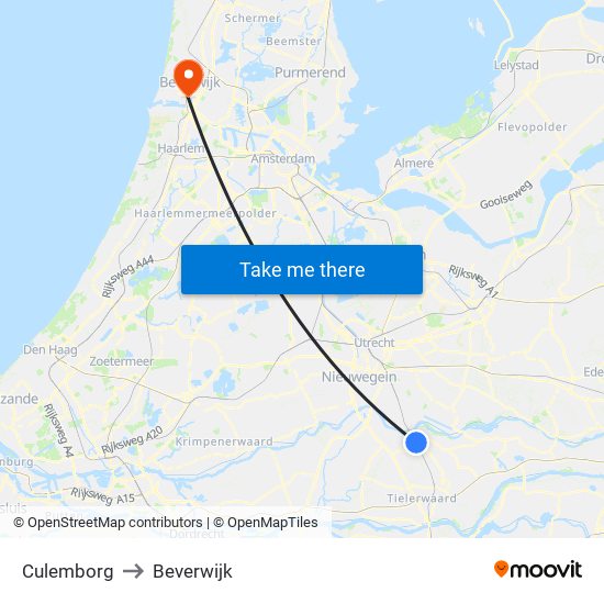 Culemborg to Beverwijk map