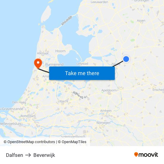 Dalfsen to Beverwijk map