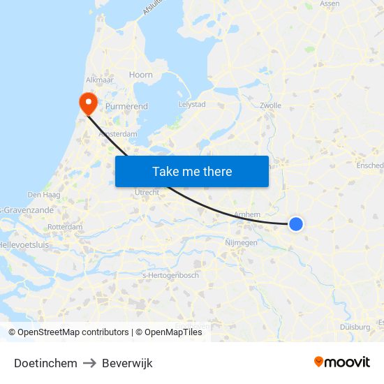 Doetinchem to Beverwijk map