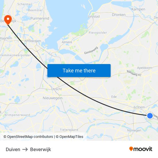 Duiven to Beverwijk map