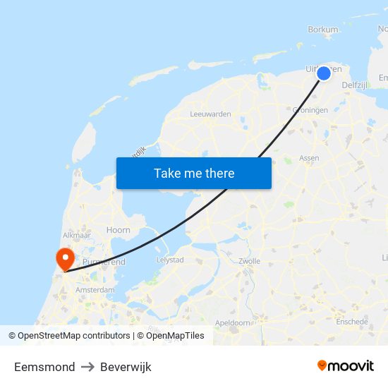 Eemsmond to Beverwijk map