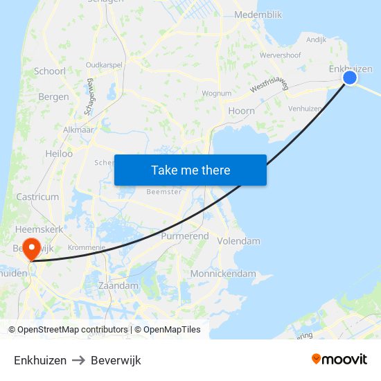 Enkhuizen to Beverwijk map