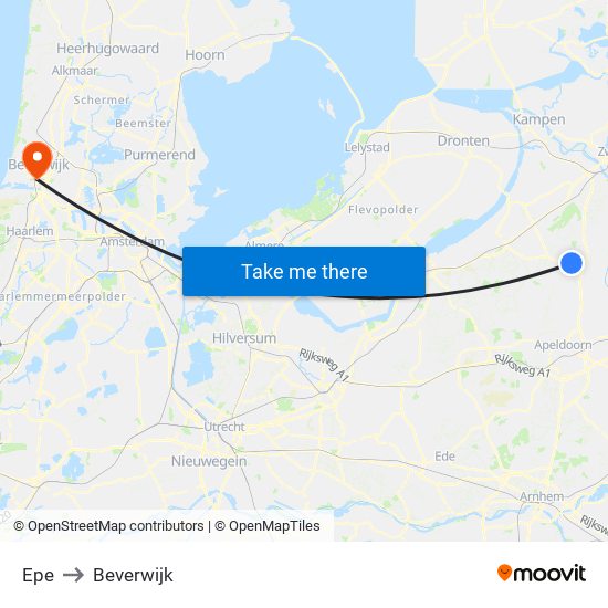 Epe to Beverwijk map