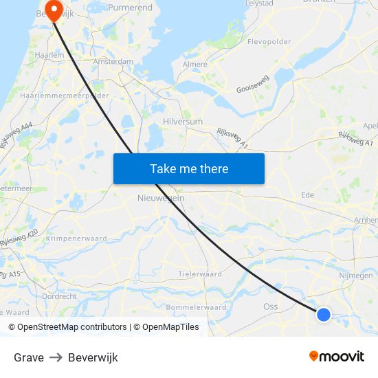 Grave to Beverwijk map