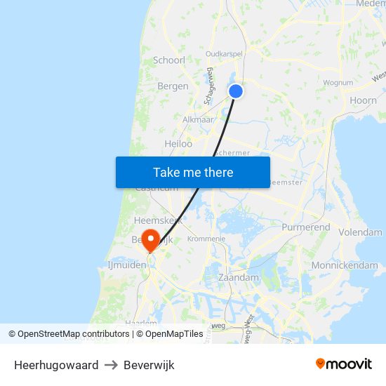 Heerhugowaard to Beverwijk map
