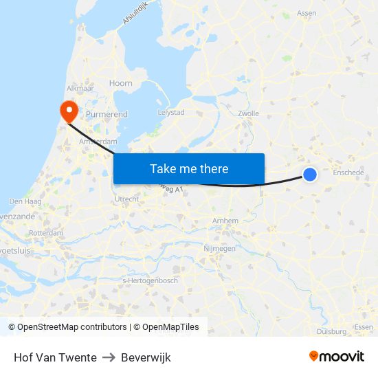 Hof Van Twente to Beverwijk map