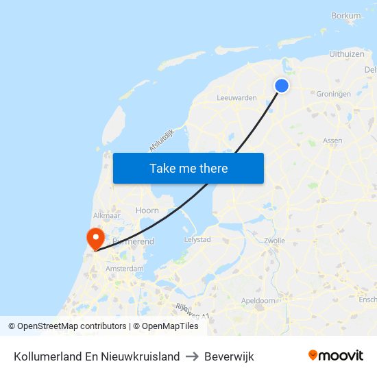 Kollumerland En Nieuwkruisland to Beverwijk map