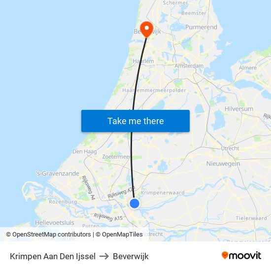 Krimpen Aan Den Ijssel to Beverwijk map