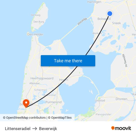 Littenseradiel to Beverwijk map