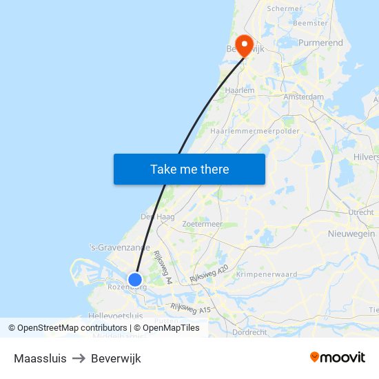 Maassluis to Beverwijk map