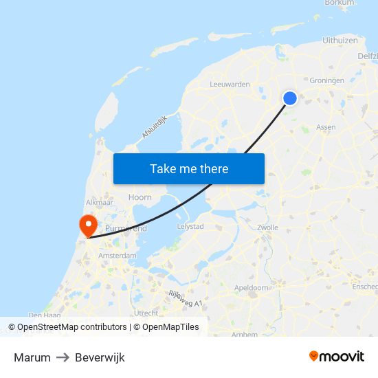 Marum to Beverwijk map