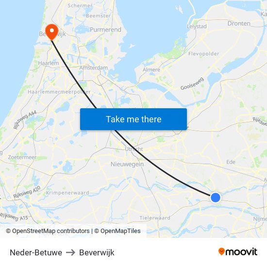 Neder-Betuwe to Beverwijk map