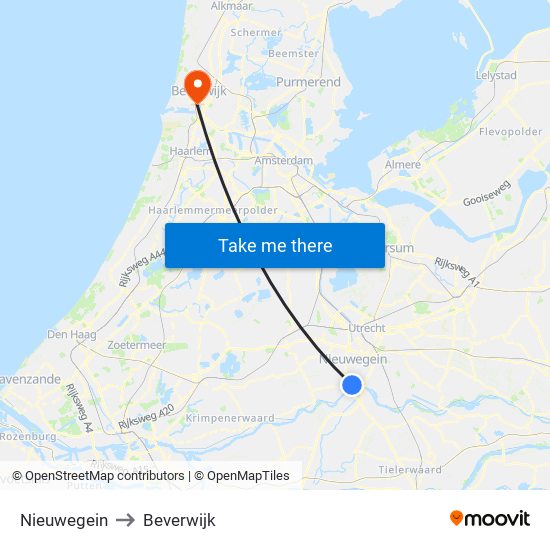 Nieuwegein to Beverwijk map