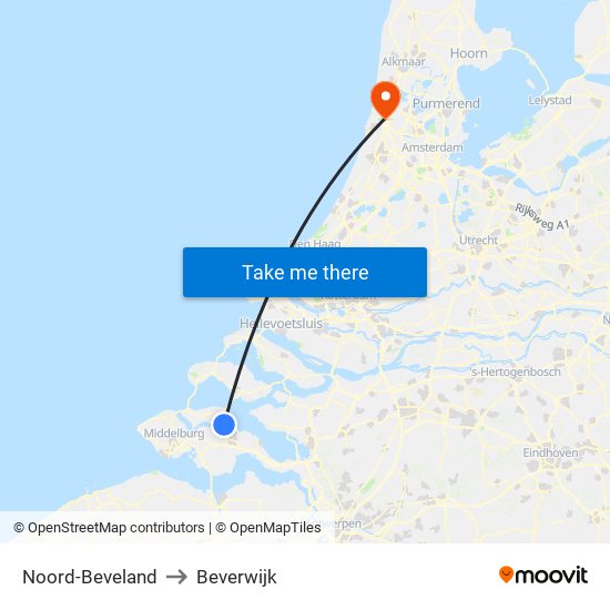 Noord-Beveland to Beverwijk map