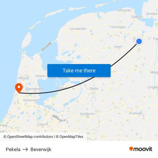 Pekela to Beverwijk map