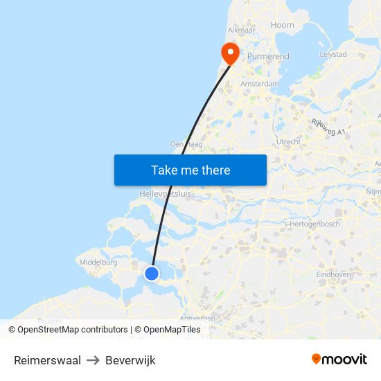 Reimerswaal to Beverwijk map