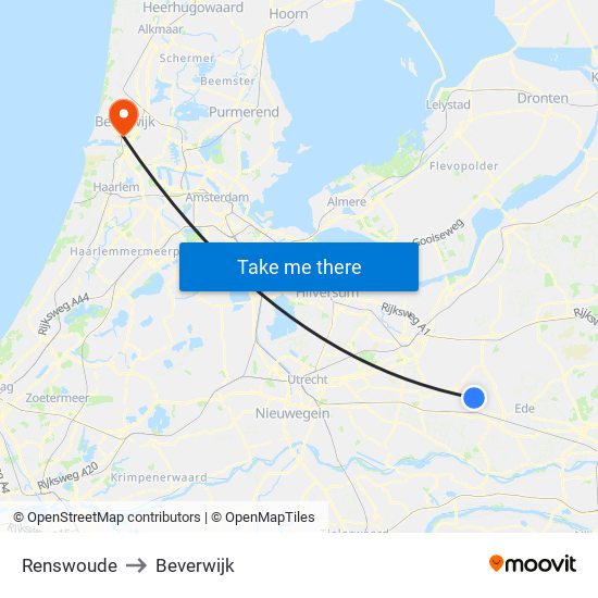 Renswoude to Beverwijk map