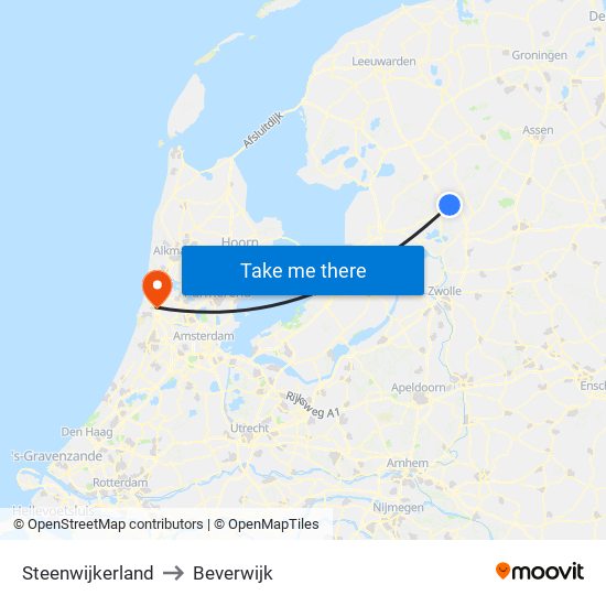 Steenwijkerland to Beverwijk map