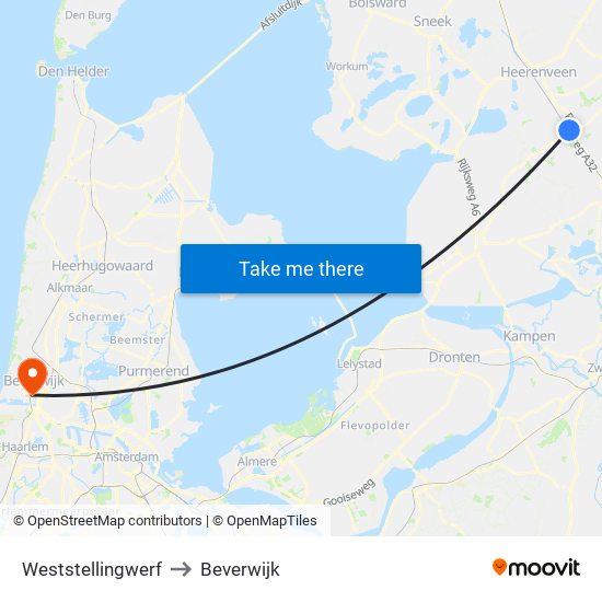 Weststellingwerf to Beverwijk map