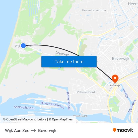 Wijk Aan Zee to Beverwijk map