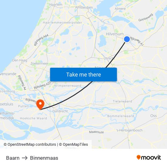 Baarn to Binnenmaas map