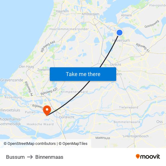 Bussum to Binnenmaas map