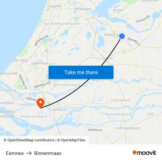 Eemnes to Binnenmaas map