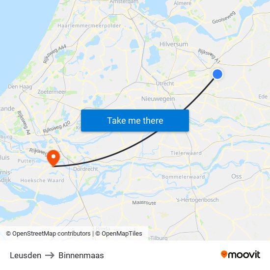 Leusden to Binnenmaas map