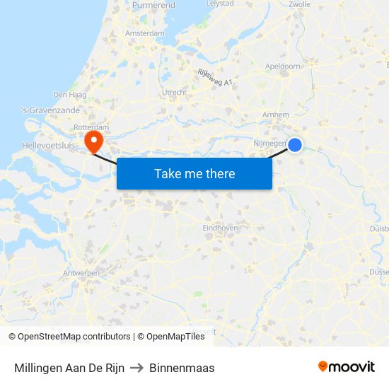 Millingen Aan De Rijn to Binnenmaas map