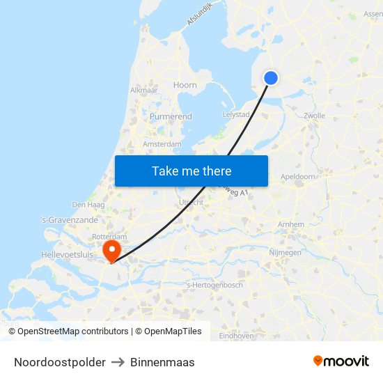 Noordoostpolder to Binnenmaas map