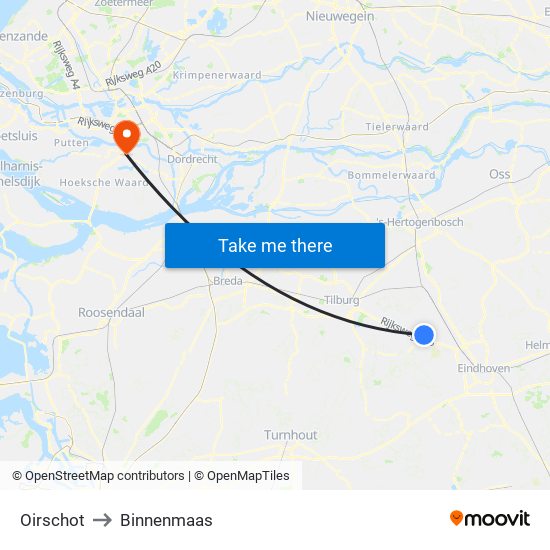 Oirschot to Binnenmaas map