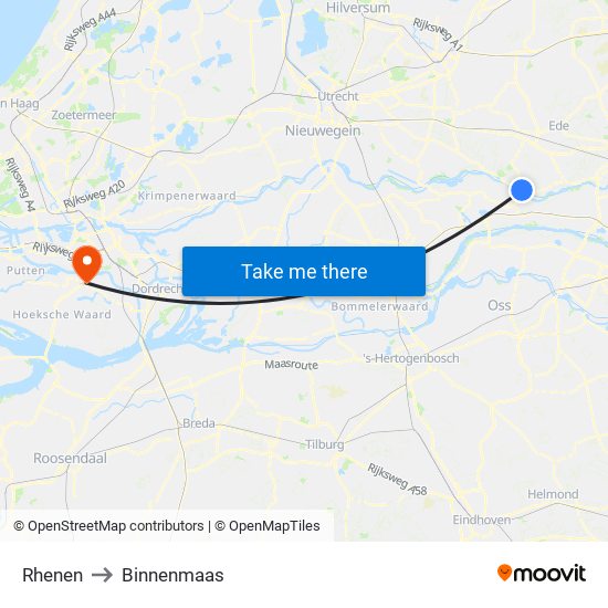 Rhenen to Binnenmaas map