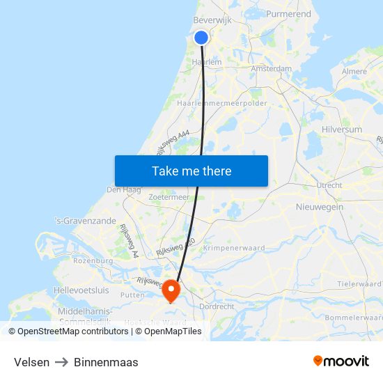 Velsen to Binnenmaas map