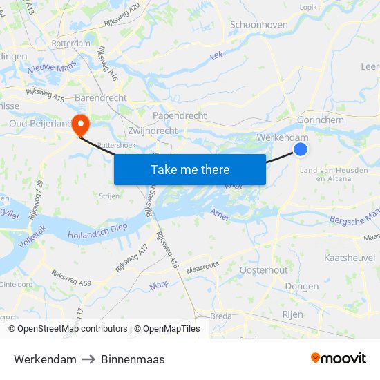 Werkendam to Binnenmaas map