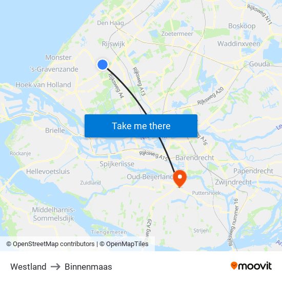 Westland to Binnenmaas map